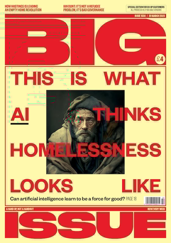 Big Issue cover This is what AI Thinks Homelessness Looks Like