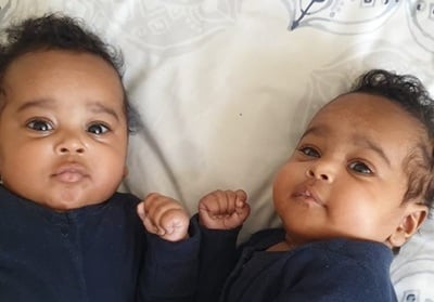 Baby Dareen (right) and twin sister